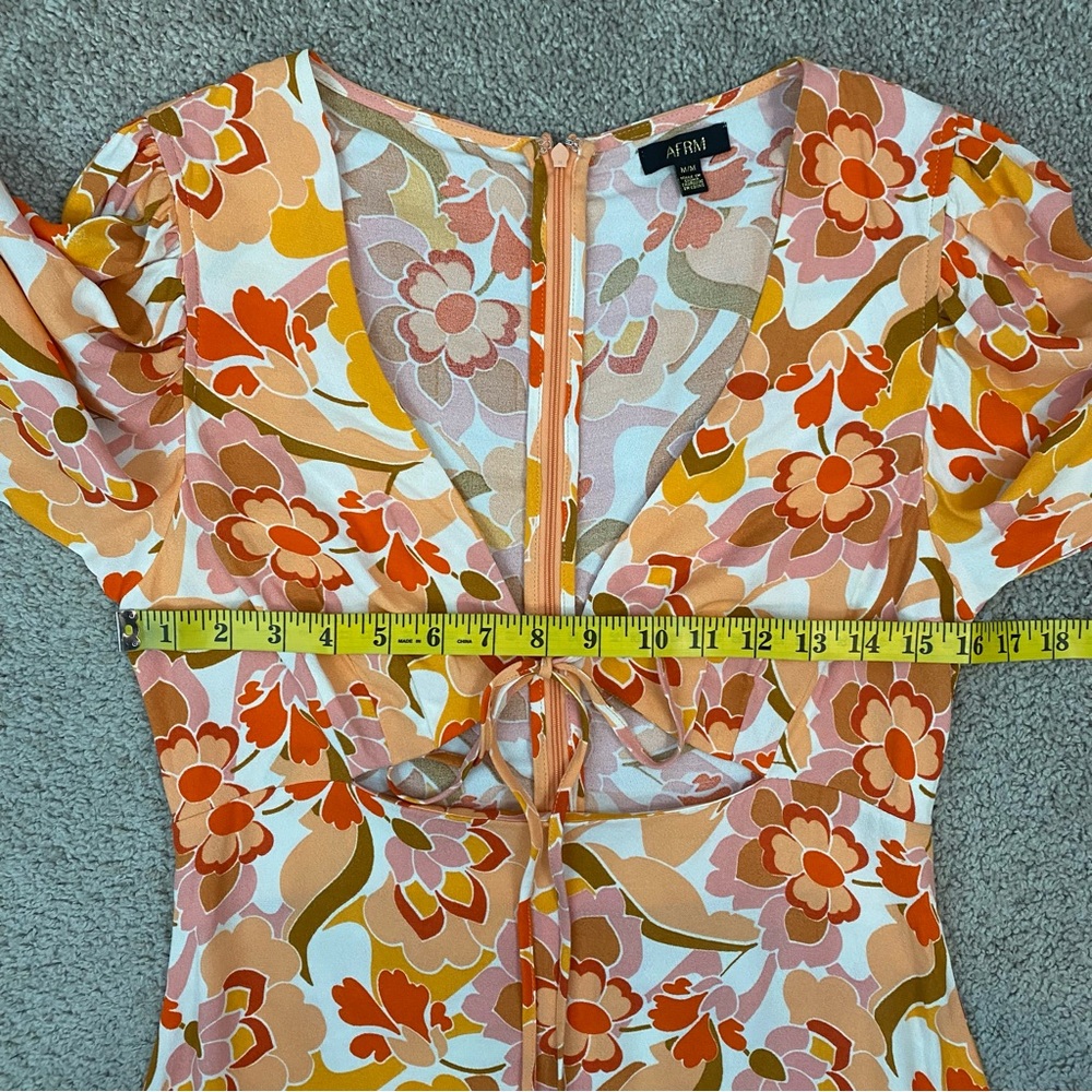 AFRM Etienne Retro Style Mini Dress Orange Multi M - Picture 5 of 7